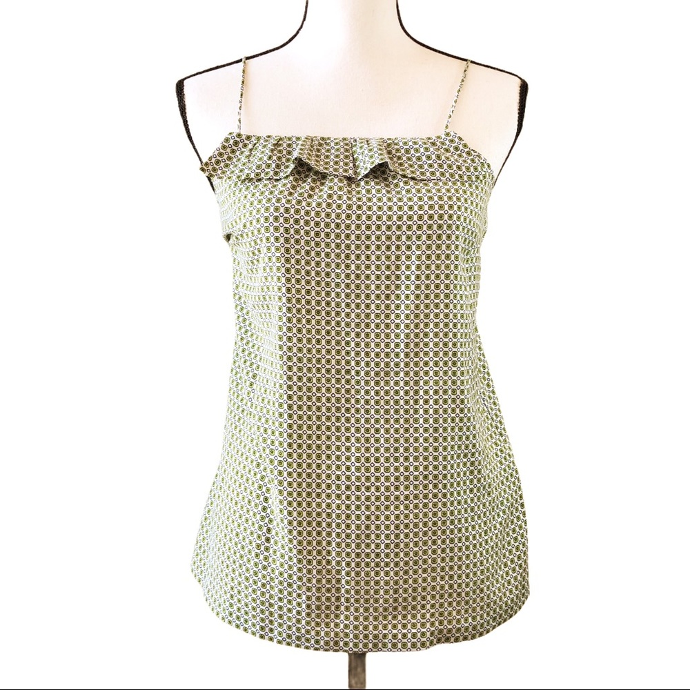 J. Crew Factory geometric print ruffle trim tank top 0 NWT
